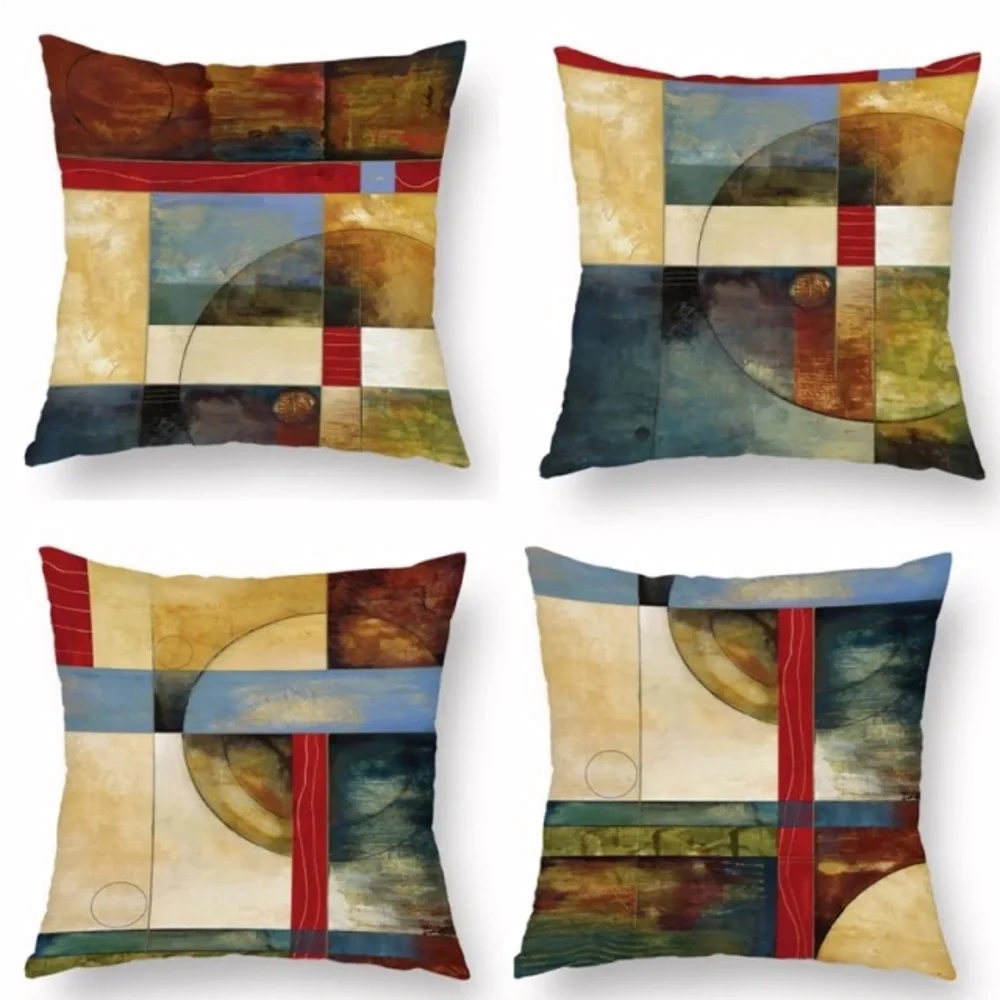 Luxury Home | Set of 4 Modern Abstract Art Design Throw Pillow Covers